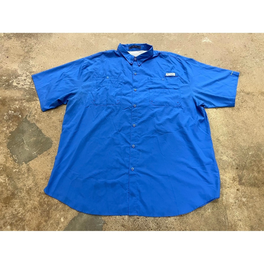 Columbia Sportswear PFG Tamiami Shirt Men 3XT Vivid Blue Omni Shade Short Sleeve